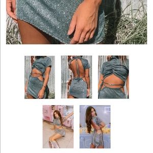 Banks dress 2.0 blue silver backless disco